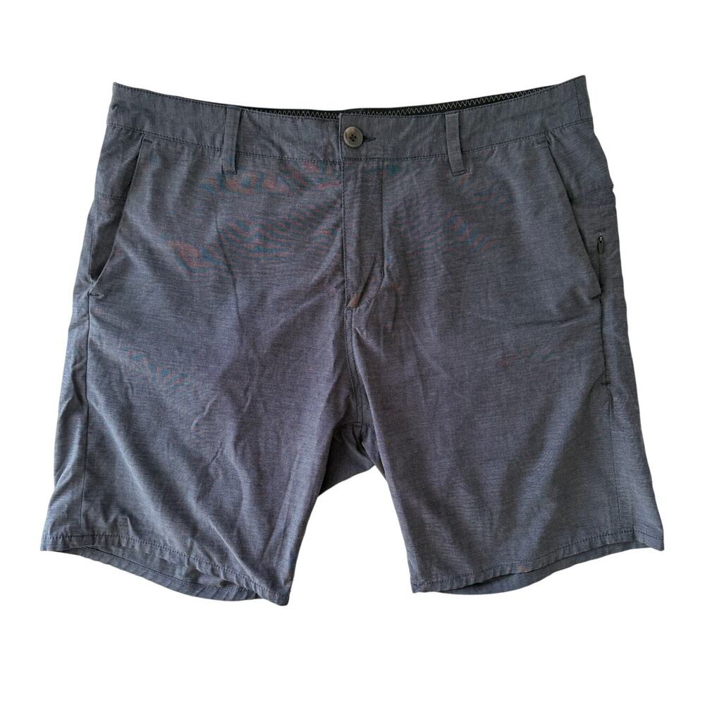 Vuori Flat Front Performance Short Men's 32 Stretch Gray Zipper Pocket VGC